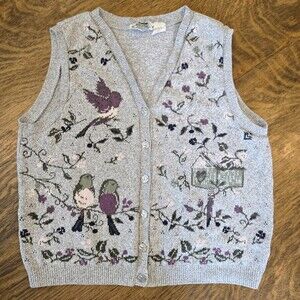 Vintage Northern Reflections Bird Knit Sweater XL Parkhurst 90s Cottagecore